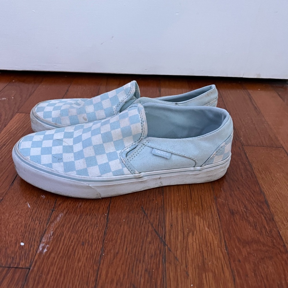 blue checkered vans